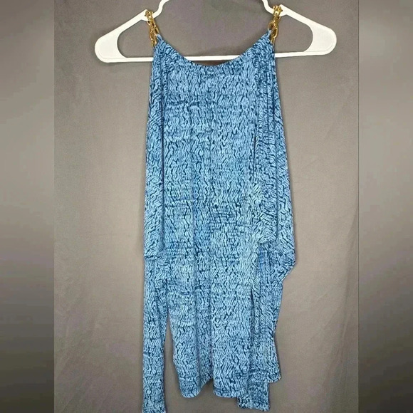 MICHAEL Michael Kors Cold Shoulder Blouse Sz Medium Gold Chain Straps - Picture 4 of 6